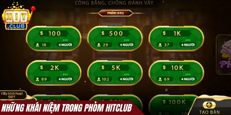Những khái niệm trong Phỏm Hitclub